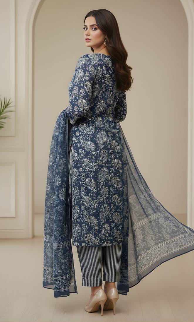 Teal color cotton fabric stylish and trendy kurta set for ethnic girls