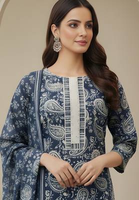 Teal color cotton stylish and trendy kurta set for girls 3