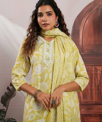Lemon color cotton stylish and trendy kurta set for girls 3