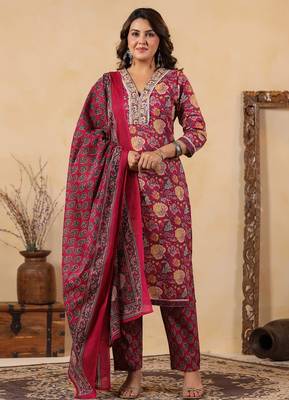 Pink color cotton stylish and trendy kurta set for girls 1