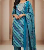 Firozi color cotton fabric stylish and trendy kurta set for ethnic girls