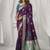 Purple soft silk saree with elegant fancy pom-pom pallu