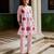Pink color beautiful girlie chinon fabric embroidered kurta set