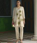 Pista color beautiful girlie chinon fabric embroidered kurta set