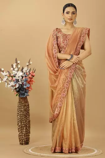 Fancy Net Saree With Embroidery Work Lace And Embroidery Blouse