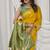 Yellow soft silk saree with elegant fancy pom-pom pallu