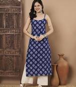 Blue color cotton fabric designer printed stylish formal kurta