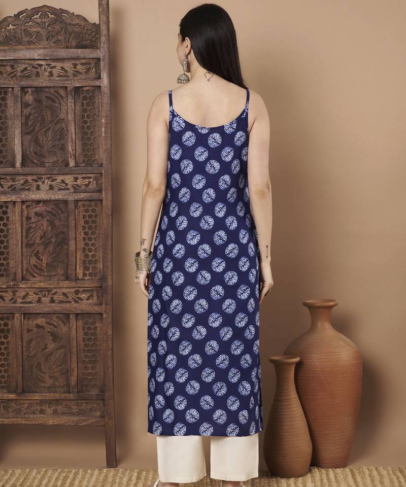 Blue color cotton fabric designer printed stylish formal kurta