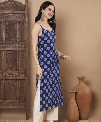 Blue color cotton fabric designer printed stylish formal kurta 5