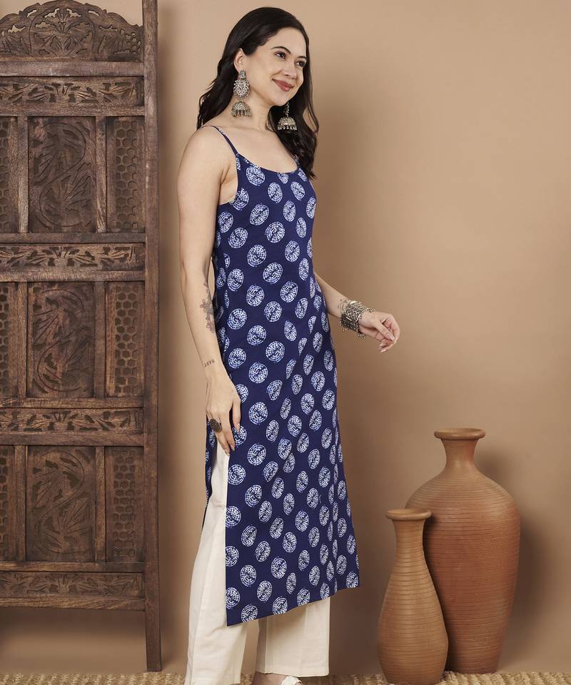 Blue color cotton fabric designer printed stylish formal kurta
