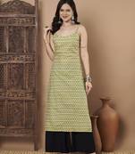 Mustard color cotton fabric designer printed stylish formal kurta