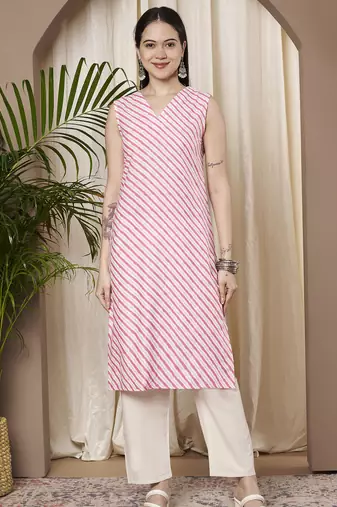 Pink color cotton fabric designer printed stylish formal kurta