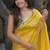 Yellow Color Plain Saree With Embroidery Work With Real Mirror Satin Silk Blend Saree