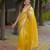 Yellow Color Plain Saree With Embroidery Work With Real Mirror Satin Silk Blend Saree