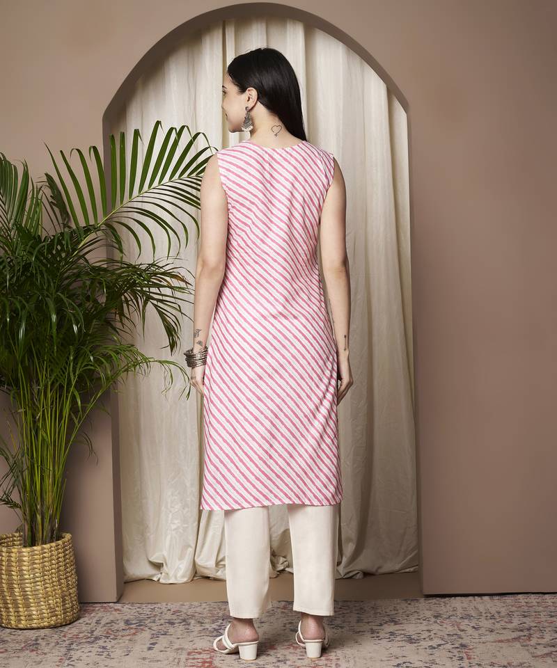 Pink color cotton fabric designer printed stylish formal kurta