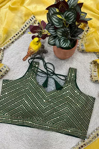 Yellow Color Plain Saree With Embroidery Work With Real Mirror Satin Silk Blend Saree