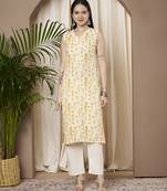 Mustard color cotton fabric designer printed stylish formal kurta