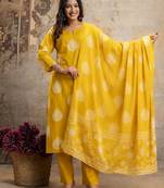 Cotton cambric straight  kurti-pant-dupatta  set