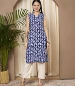 Blue color cotton fabric designer printed stylish formal kurta