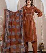 Cotton cambric a-line kurti-pant-dupatta  set