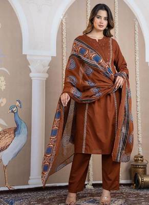 Cotton cambric a-line kurti-pant-dupatta  set 2