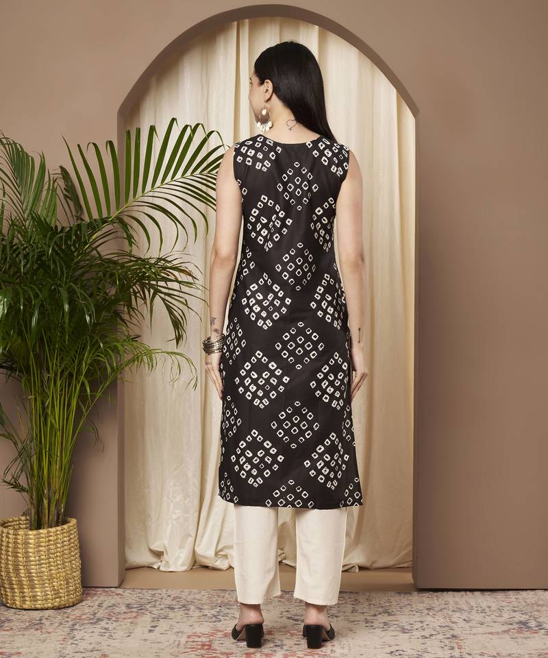 Black color cotton fabric designer printed stylish formal kurta