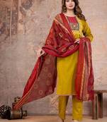 Cotton cambric printed straight  kurti-pant-dupatta  set