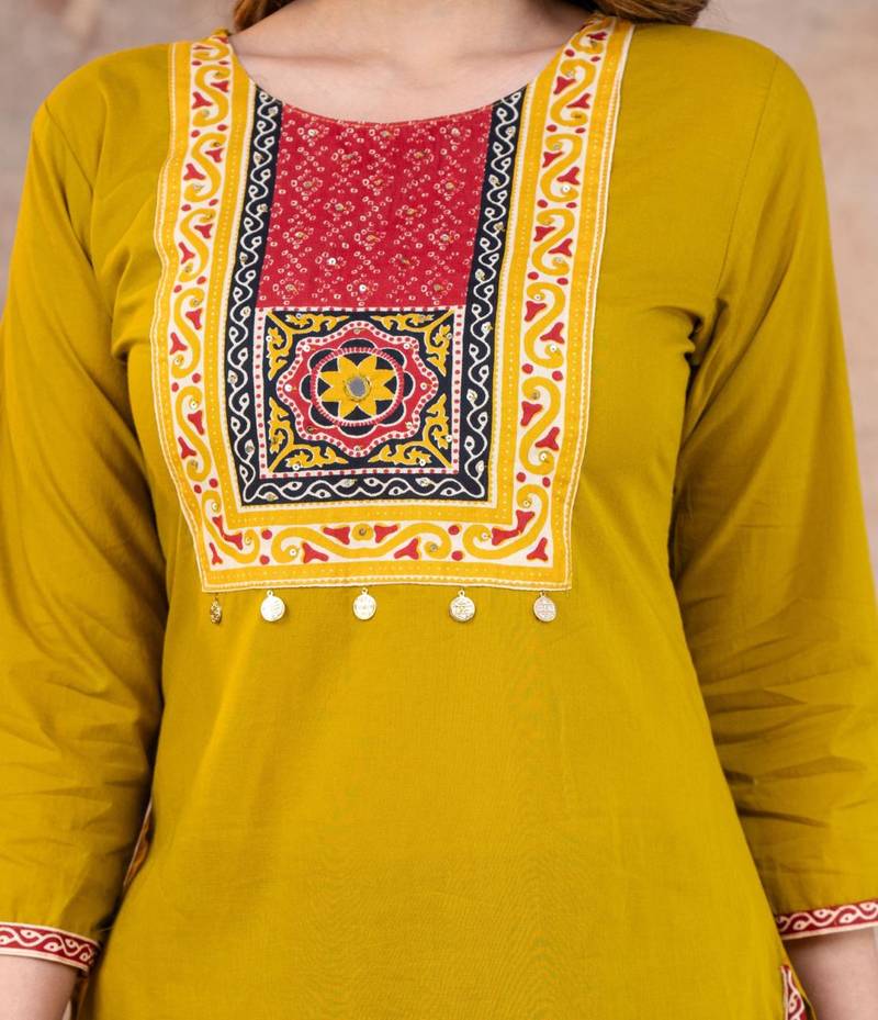 Cotton cambric printed straight  kurti-pant-dupatta  set