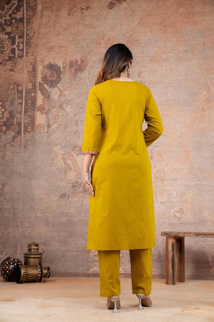 Cotton cambric printed straight  kurti-pant-dupatta  set