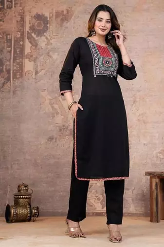 Cotton cambric printed straight  kurti-pant-dupatta  set