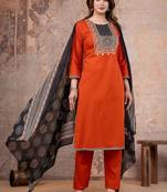 Cotton cambric printed straight  kurti-pant-dupatta  set