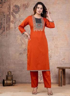 Cotton cambric printed straight  kurti-pant-dupatta  set 2