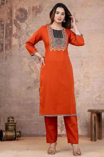 Cotton cambric printed straight  kurti-pant-dupatta  set