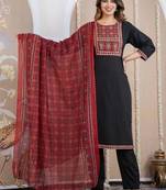 Cotton cambric printed straight  kurti-pant-dupatta  set