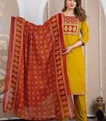 Cotton cambric printed straight  kurti-pant-dupatta  set