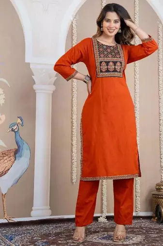 Cotton cambric printed straight  kurti-pant-dupatta  set
