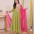 Green chinon  fabric beautiful graceful ceremonial kurta set
