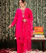 Pink chanderi fabric beautiful graceful ceremonial kurta set