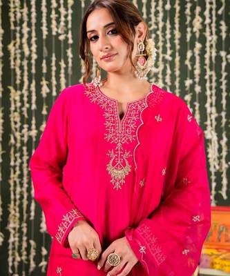 Pink chanderi beautiful graceful ceremonial kurta set 3