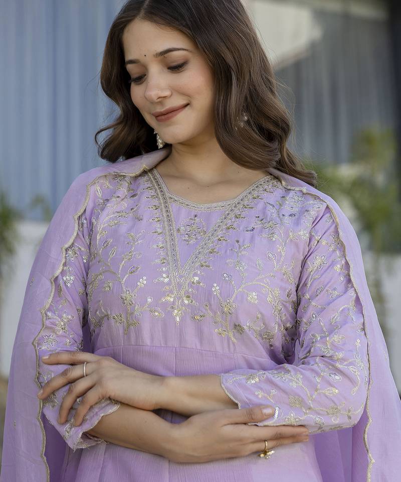 Pink vichitra silk fabric beautiful graceful ceremonial kurta set