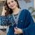 Blue vichitra silk fabric beautiful graceful ceremonial kurta set