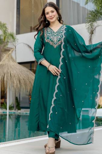 Rama chinon  fabric beautiful graceful ceremonial kurta set