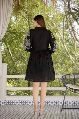Black color beautiful embroidery cotton tunic for girl 2