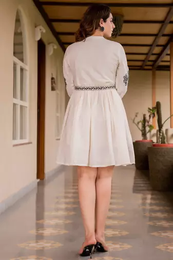 White color beautiful embroidery cotton tunic for girl