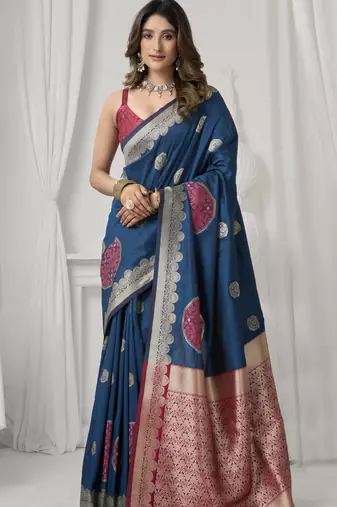 teal teal soft silk saree with elegant fancy pom-pom pallu