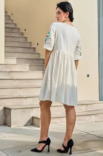 White color beautiful embroidery cotton tunic for girl