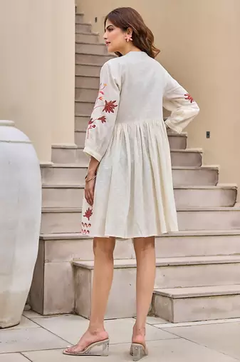 White color beautiful embroidery cotton tunic for girl