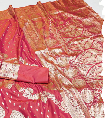 gajri zari woven banarasi silk blend saree with rich zari 2