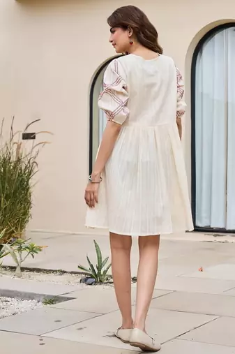 White color beautiful embroidery cotton tunic for girl