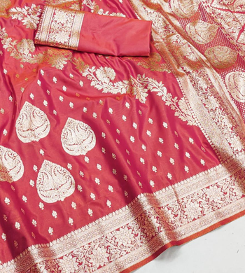 gajri zari woven banarasi silk blend saree with rich zari 3